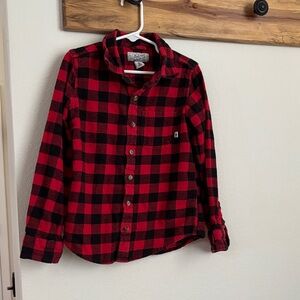 Kids Red and Black Plaid Button Down Shirt